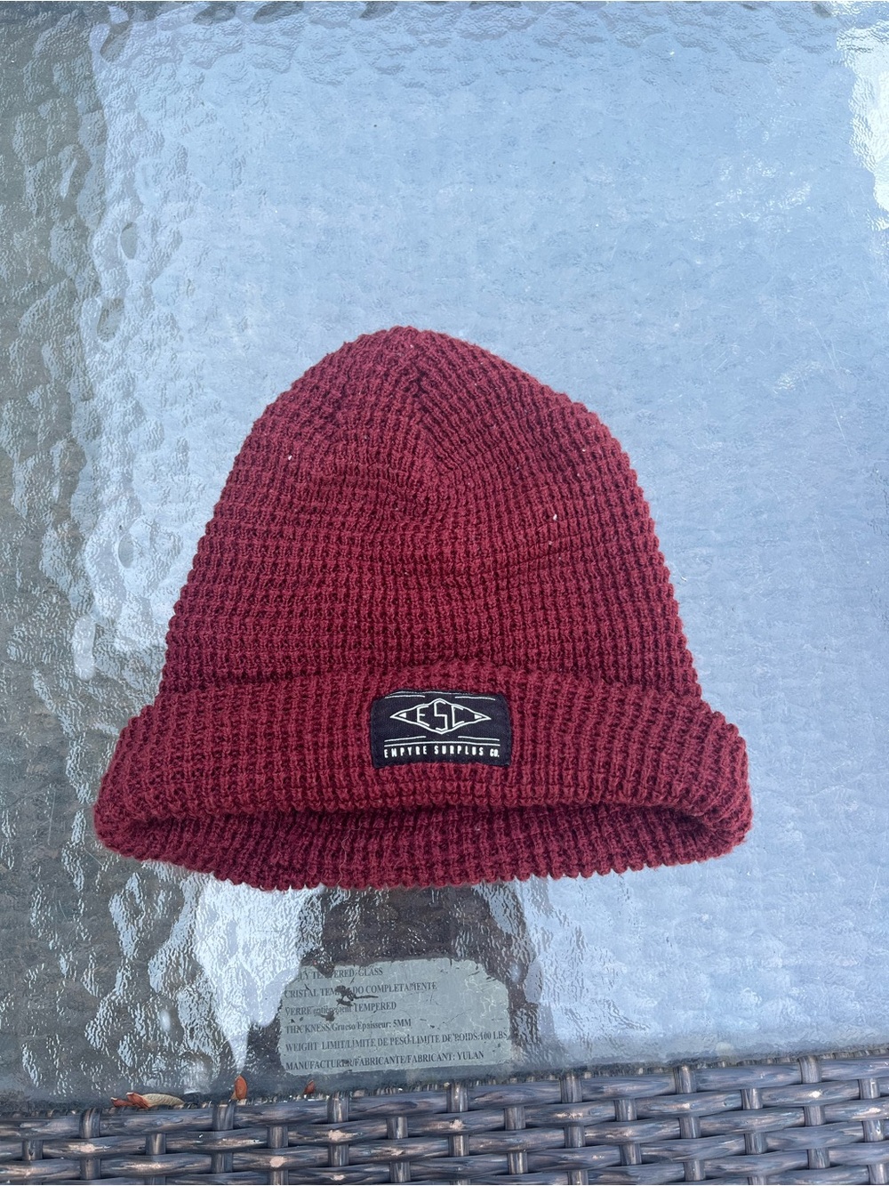 Maroon Knit Beanie with Logo Patch